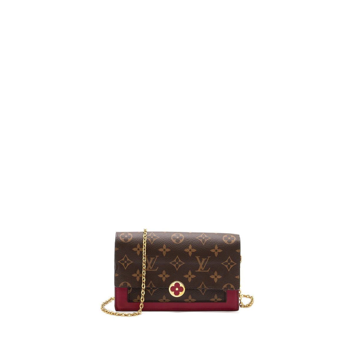 LOUIS VUITTON FLORE CHAIN WALLET MONOGRAM CANVAS/ DARK RED GHW