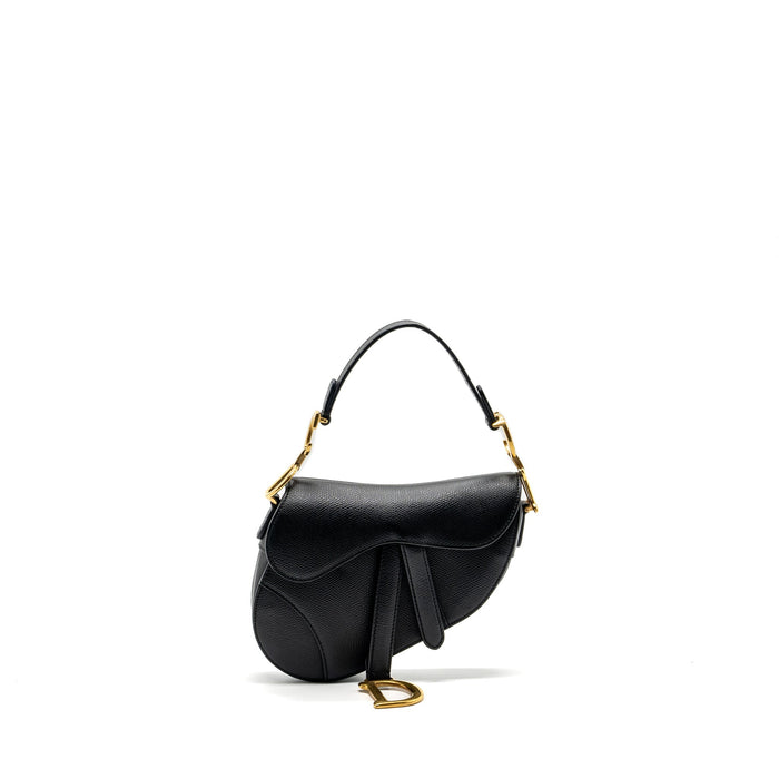 DIOR MINI SADDLE BAG GRAINED CALFSKIN BLACK GHW