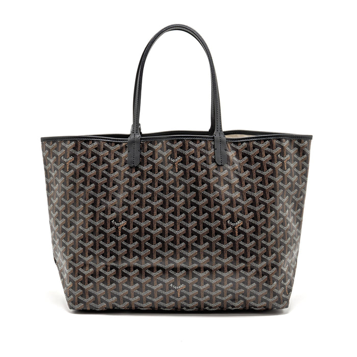 GOYARD SAINT LOUIS PM TOTE GOYARDINE CANVAS/CALFSKIN BLACK SHW