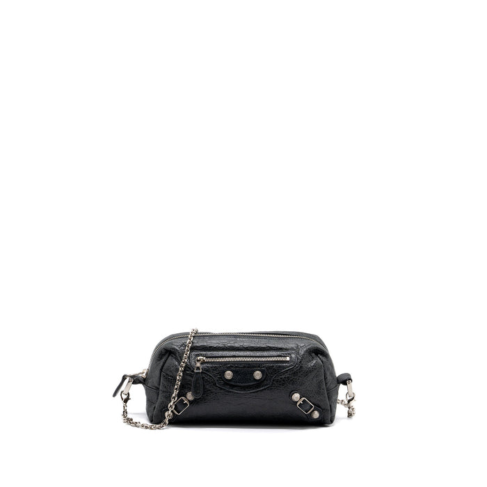 BALENCIAGA MINI CITY CROSSBODY CHAIN BAG LEATHER GREY SHW