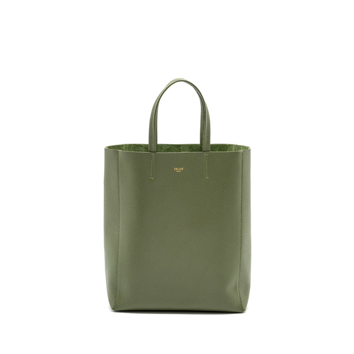 CELINE VERTICAL CABAS TOTE BAG GRAINED CALFSKIN GREEN GHW