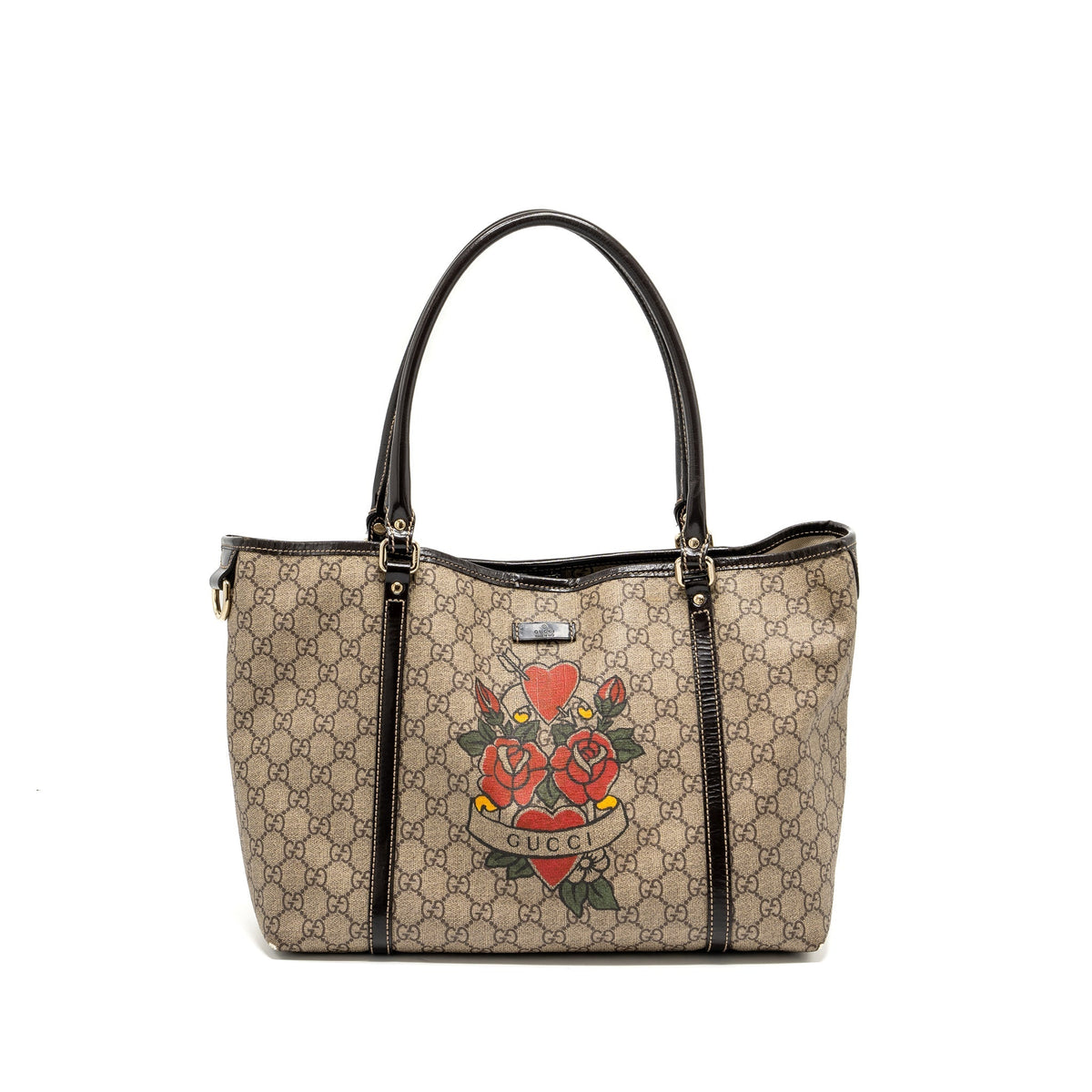 GUCCI TOP HANDLE TOTE BAG GG SUPREME CANVAS GHW
