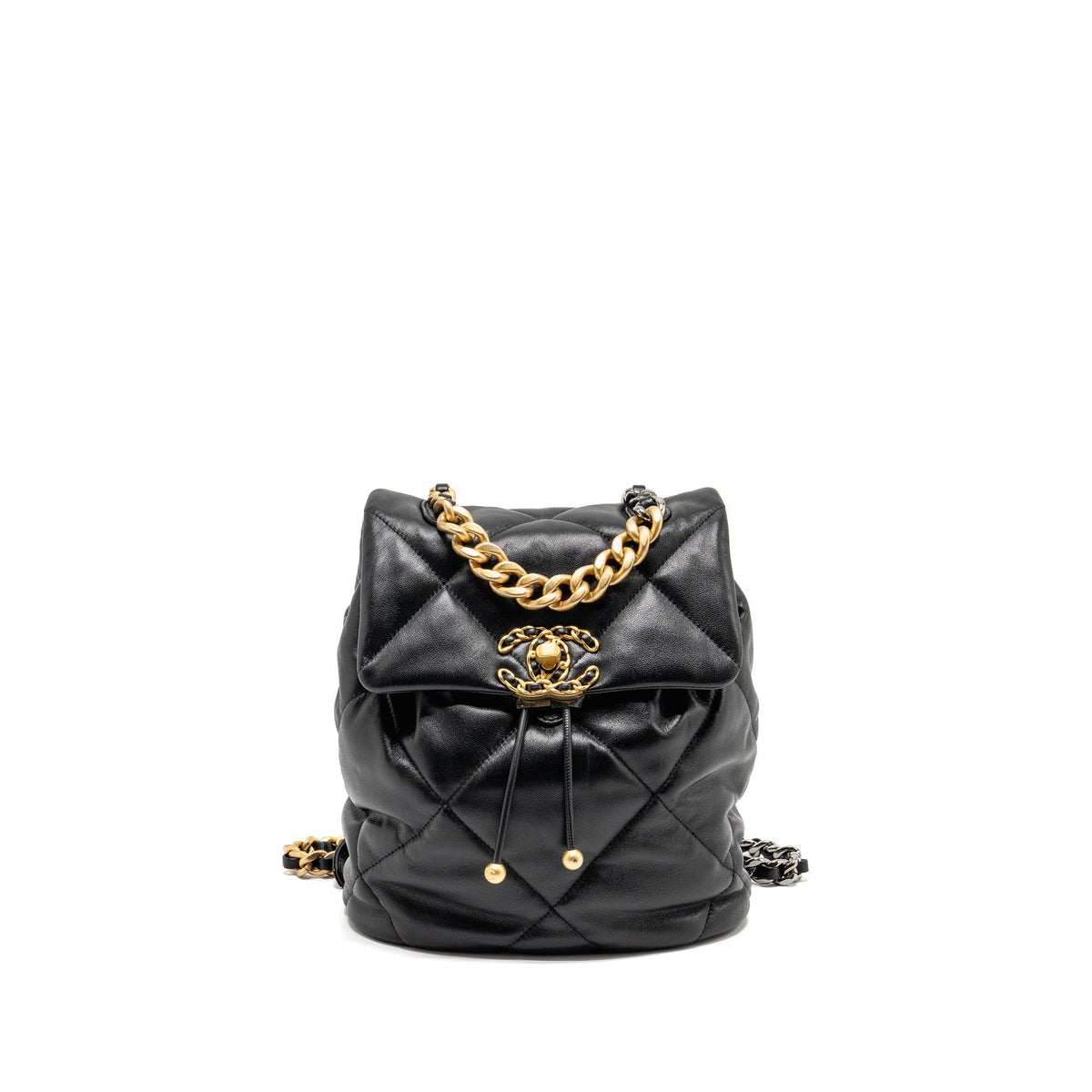 CHANEL 24C 19 BACKPACK LAMBSKIN BLACK MULTICOLOUR HARDWARE (MICROCHIP)