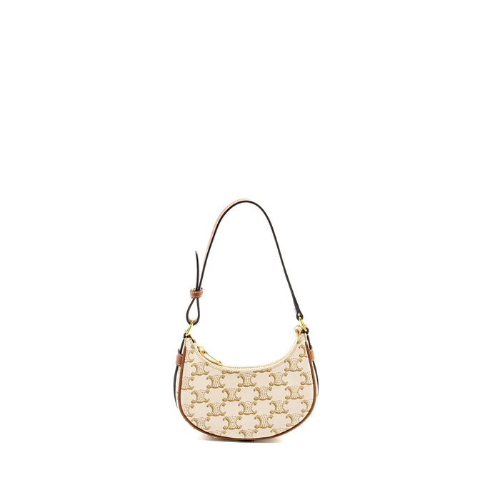 CELINE MINI AVA BAG TRIOMPHE CANVAS/CALFSKIN WHITE/BROWN GHW