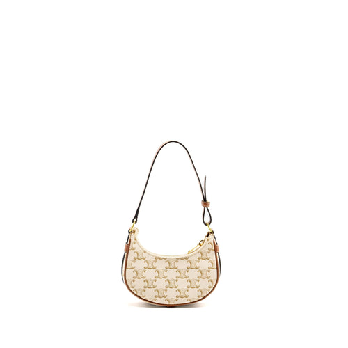 CELINE MINI AVA BAG TRIOMPHE CANVAS/CALFSKIN WHITE/BROWN GHW