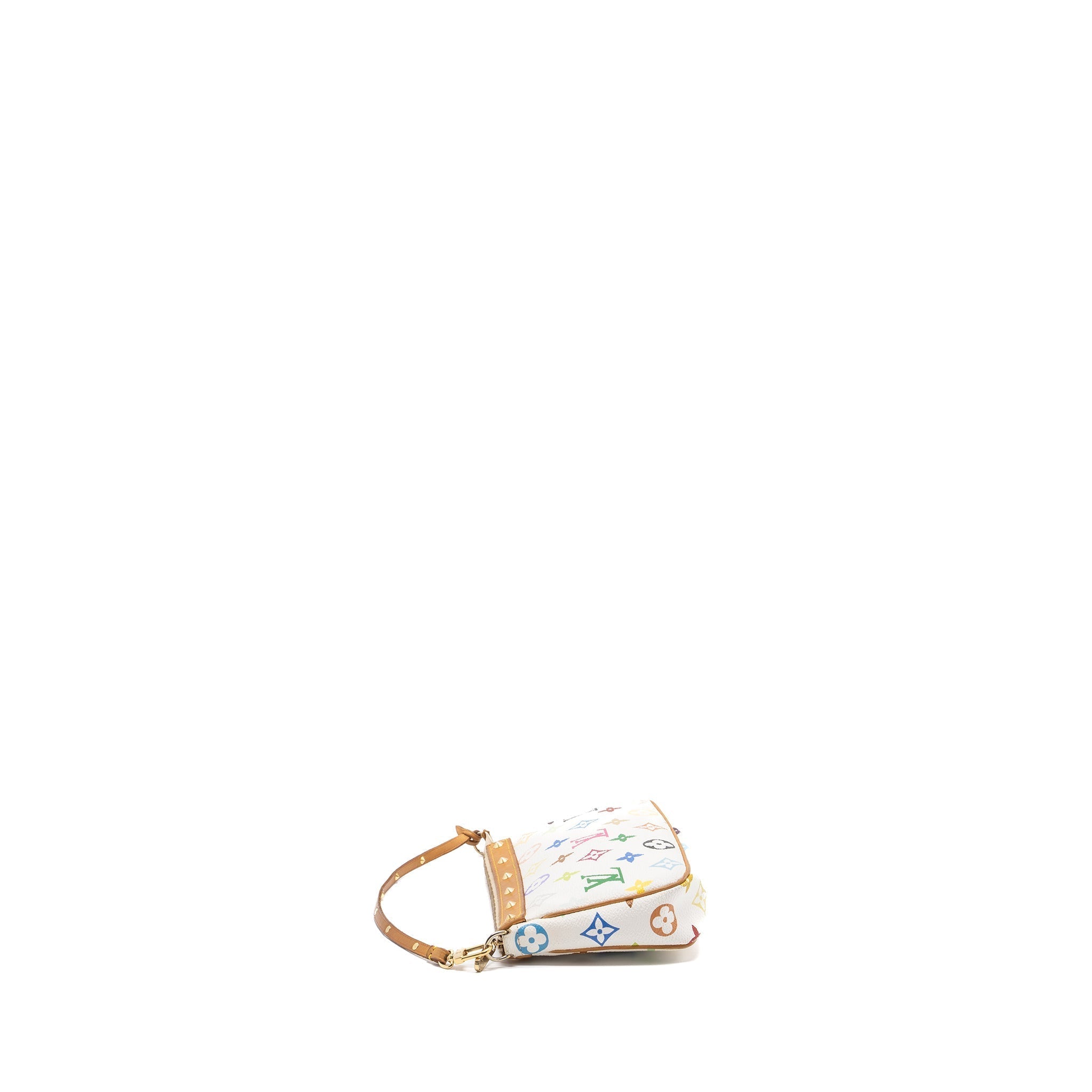 LOUIS VUITTON VINTAGE POCHETTE ACCESSORIES MULTICOLOUR MONOGRAM CANVAS WHITE GHW