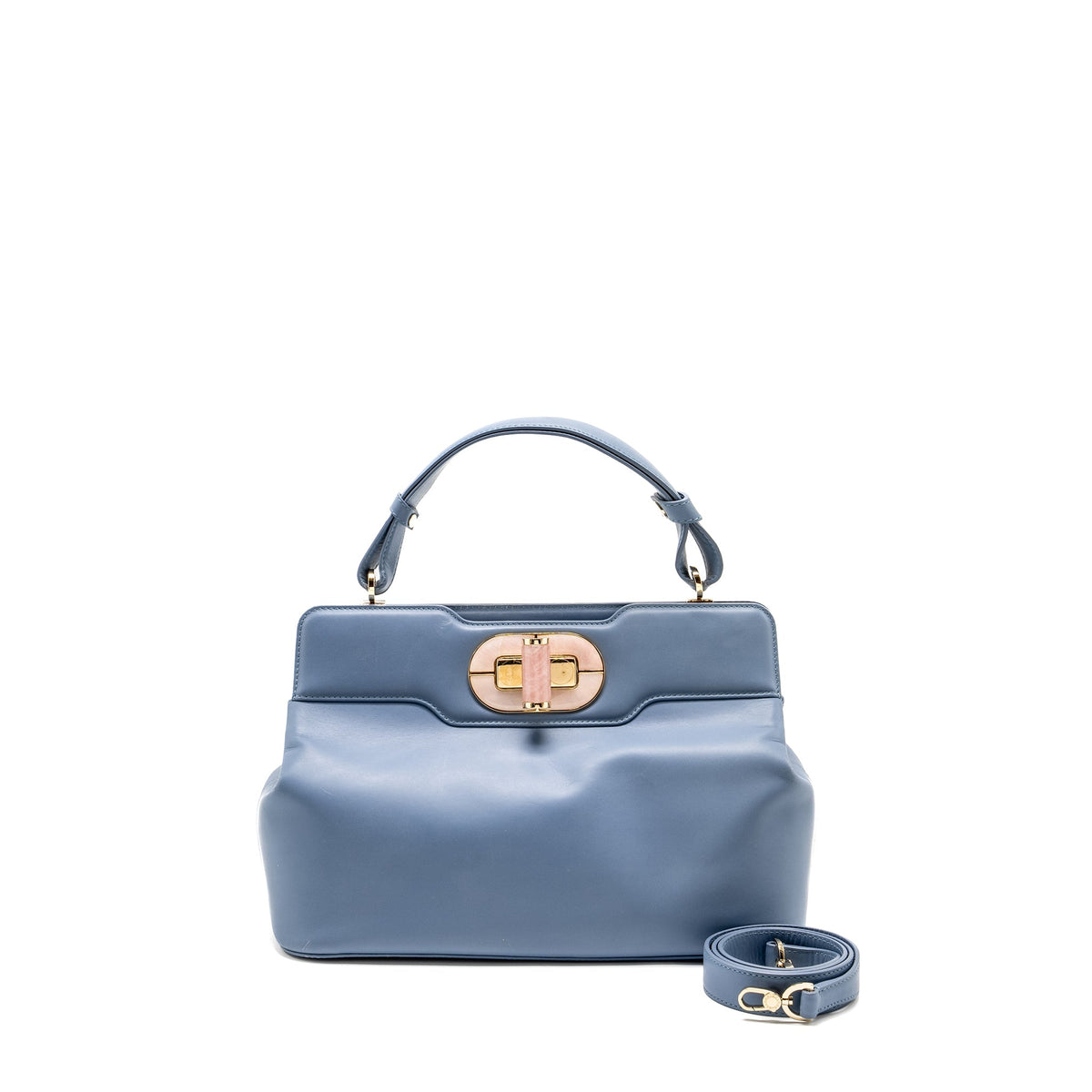 BVLGARI ISABELLA ROSSELLINI BAG LEATHER BLUE/LIGHT PURPLE GHW