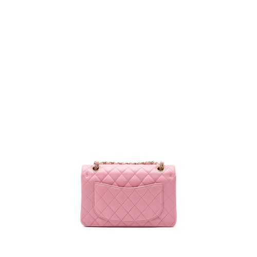 CHANEL SMALL CLASSIC DOUBLE FLAP BAG LAMBSKIN PINK LGHW(MICROCHIP)