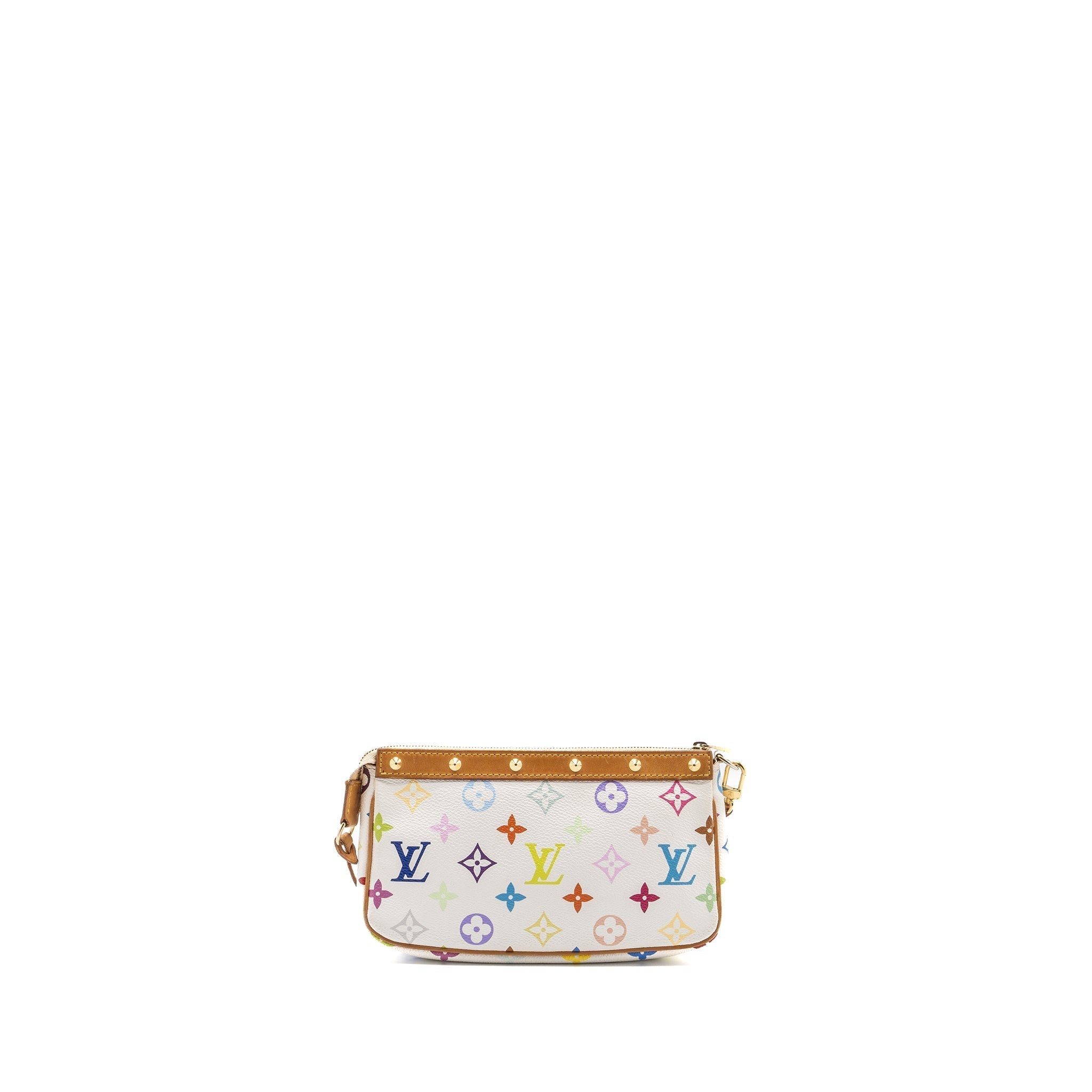 LOUIS VUITTON VINTAGE POCHETTE ACCESSORIES MULTICOLOUR MONOGRAM CANVAS WHITE GHW
