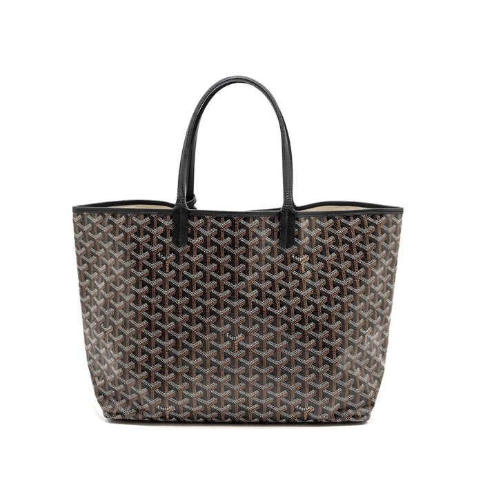 GOYARD SAINT LOUIS PM TOTE  BAG GOYARDINE CANVAS / CALFSKIN BLACK SHW