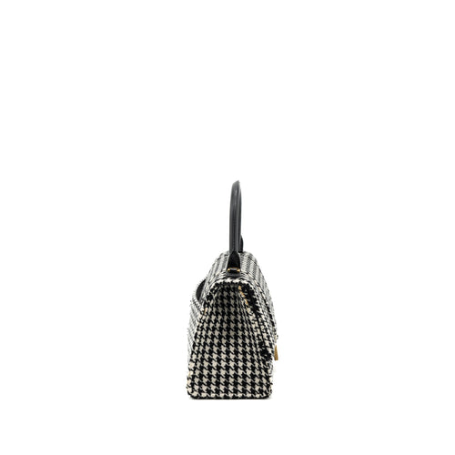 BALENCIAGA HOURGLASS S WOOL HOUNDSTOOTH BLACK/WHITE GHW