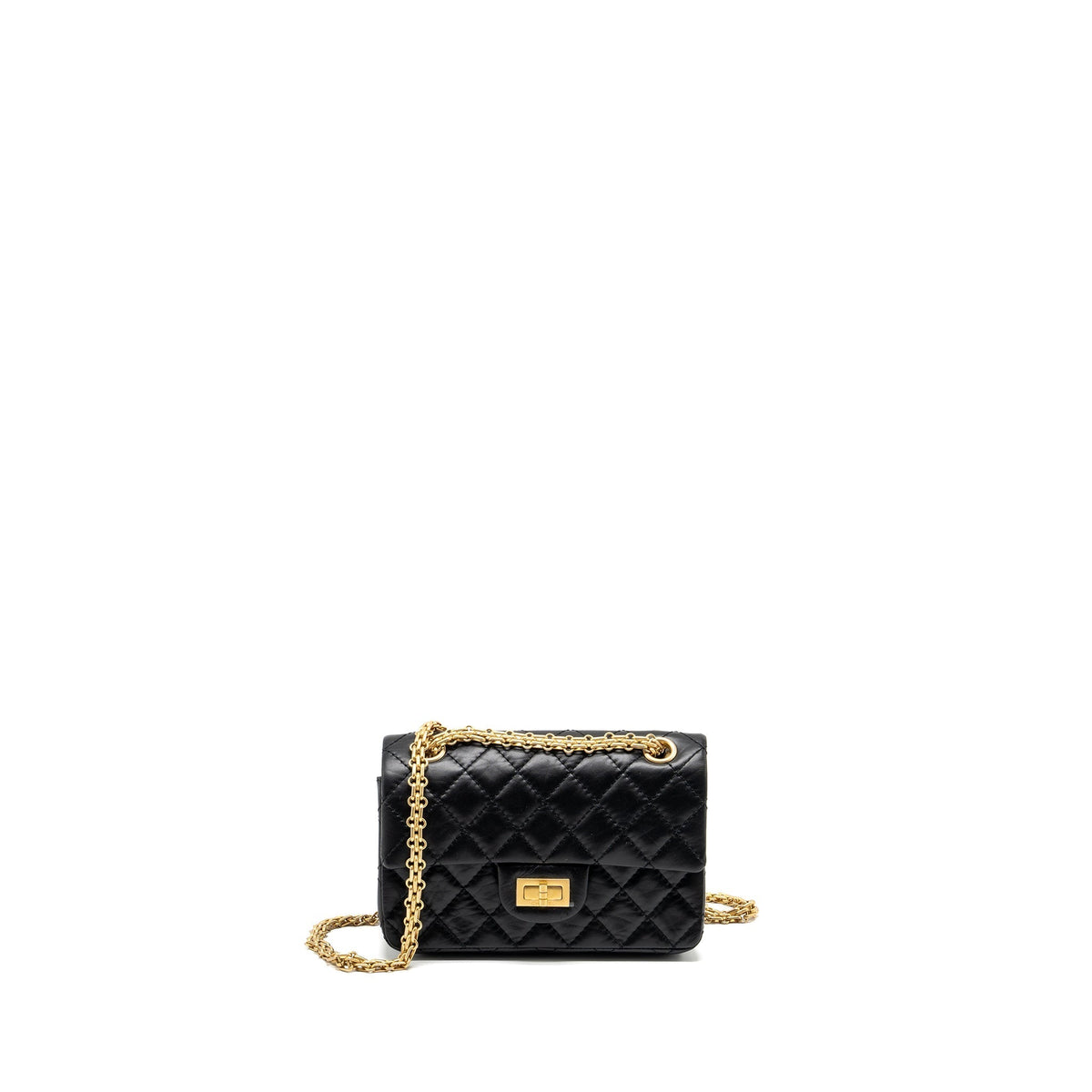 CHANEL MINI 2.55 REISSUE AGED CALFSKIN BLACK GHW (MICROCHIP)