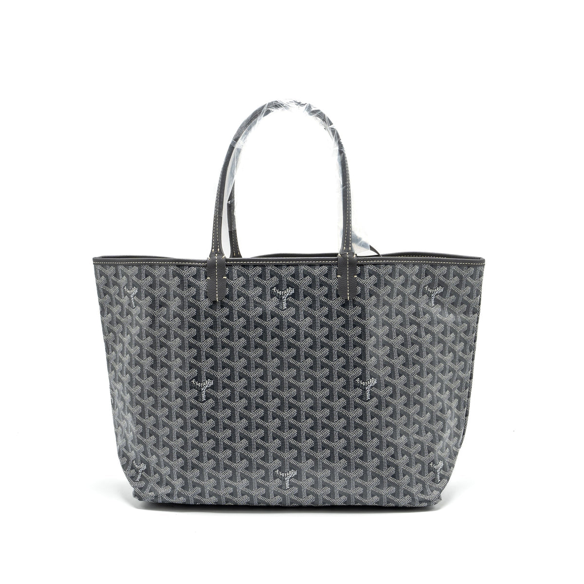 GOYARD SAINT LOUIS PM TOTE BAG GOYARDLINE CANVAS / LEATHER GREY SHW