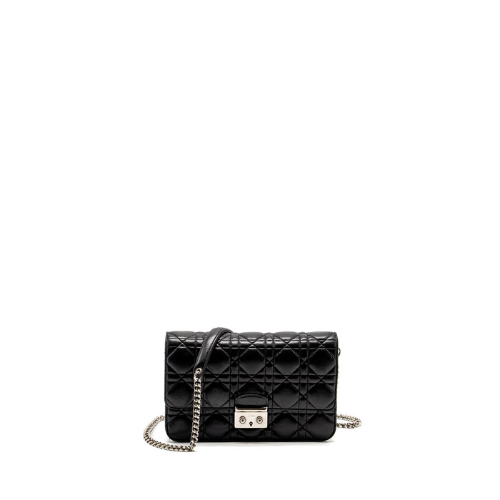 DIOR MISS DIOR PROMENADE POUCH BAG LAMBSKIN BLACK SHW