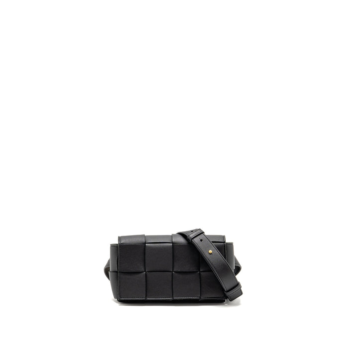 BOTTEGA VENETA CASSETTE BELT BAG LAMBSKIN BLACK GHW