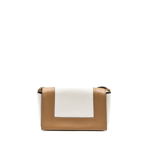 CELINE FRAME BAG CALFSKIN WHITE/BROWN GHW