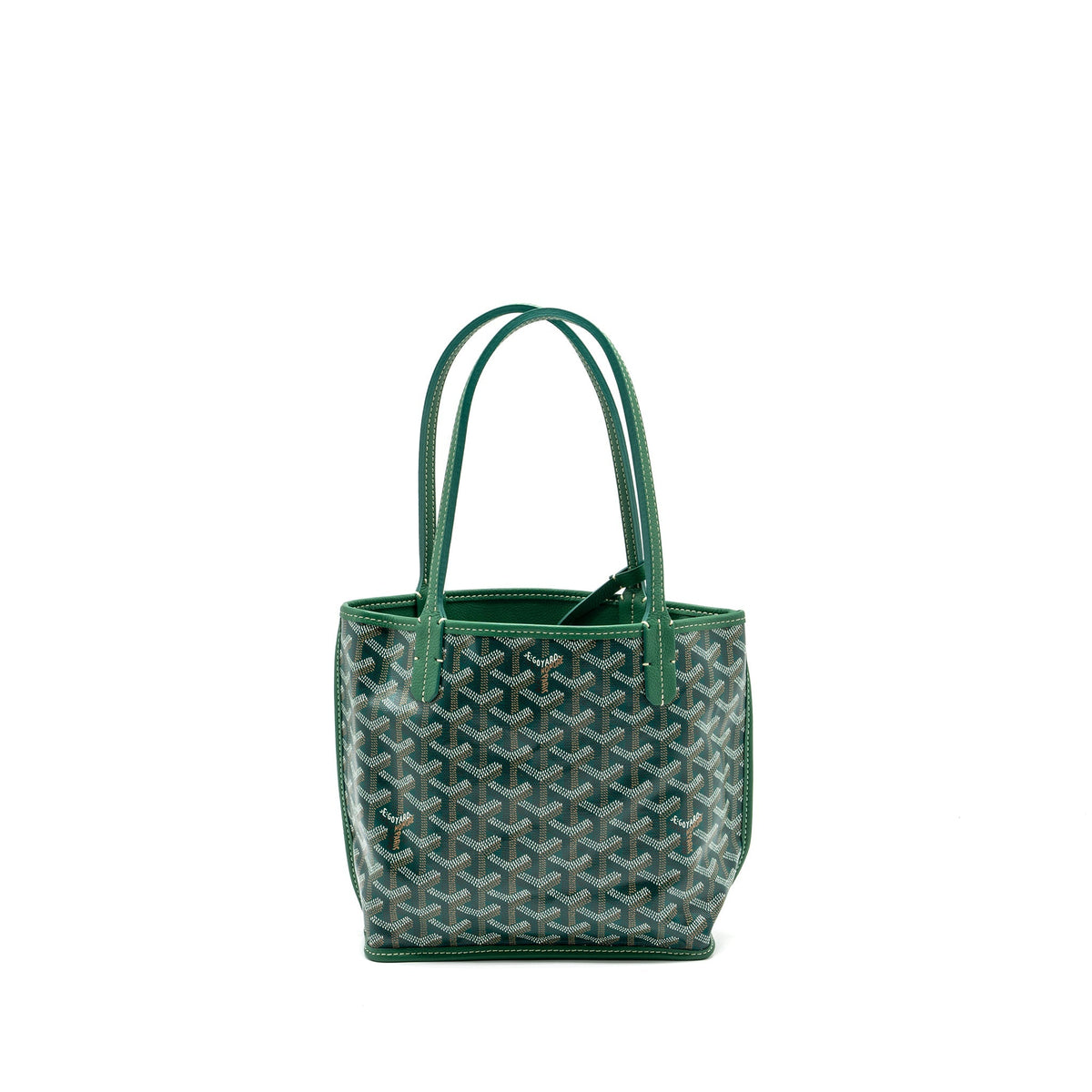 GOYARD MINI ANJOU TOTE BAG GOYARDLINE CANVAS / LEATHER GREEN SHW
