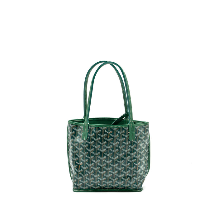 GOYARD MINI ANJOU TOTE BAG GOYARDLINE CANVAS / LEATHER GREEN SHW