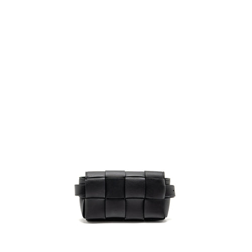BOTTEGA VENETA CASSETTE BELT BAG LAMBSKIN BLACK GHW