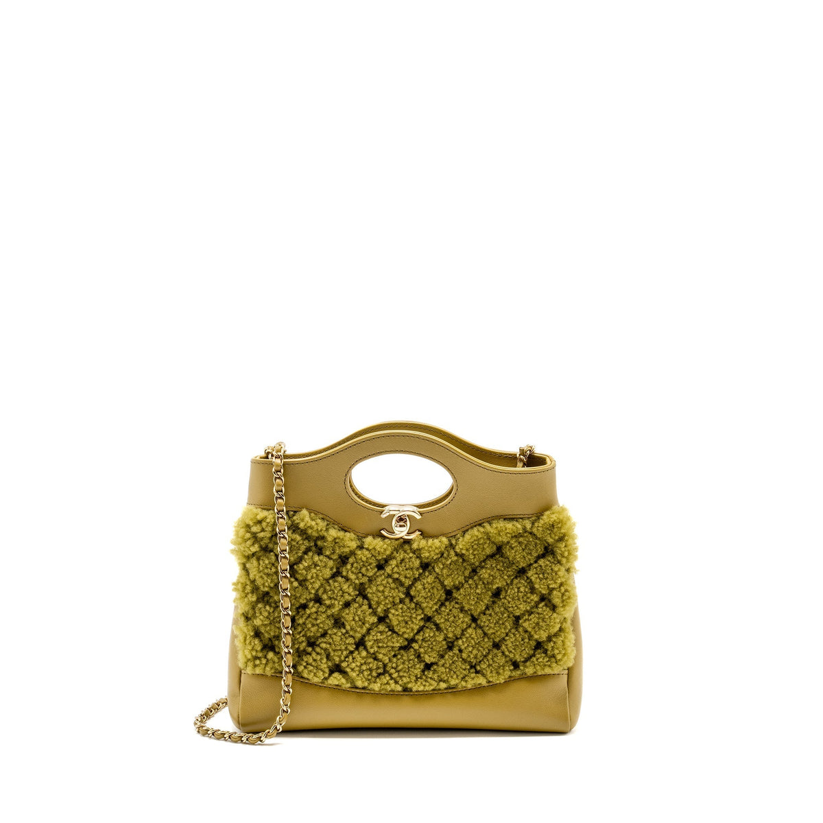 CHANEL MINI 31 BAG CALFSKIN/FUR OLIVE GREEN LGHW(MICROCHIP)