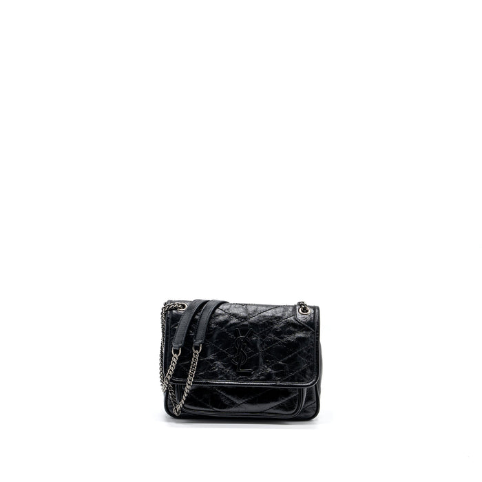 SAINT LAURENT/YSL NIKI BABY BAG VINTAGE CALFSKIN BLACK RUTHENIUM HARDWARE