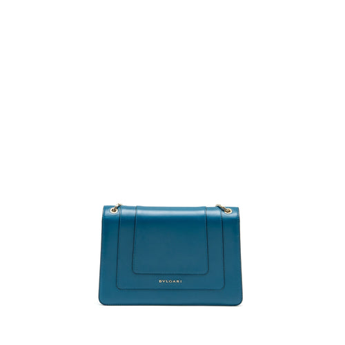 BVLGARI SERPENTI FOREVER FLAP BAG CALFSKIN BLUE GHW