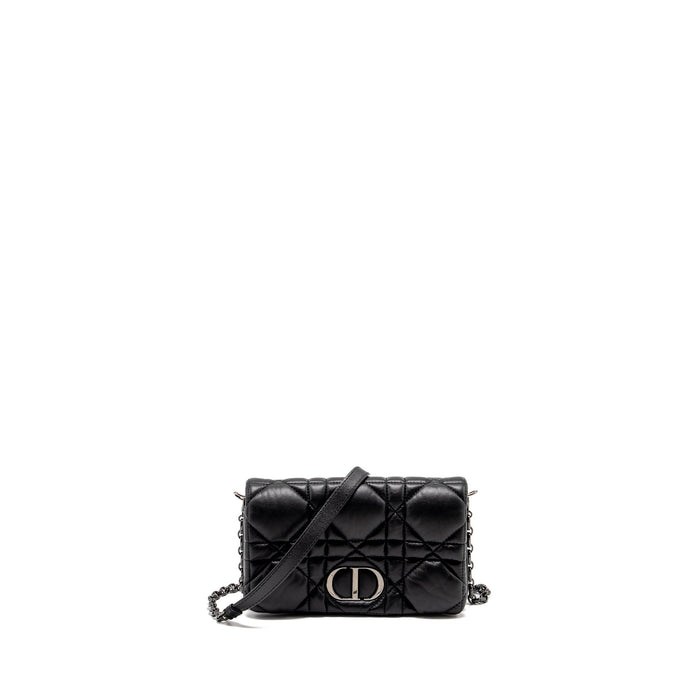 DIOR MINI CARO FLAP BAG CALFSKIN BLACK/ BLACK HARDWARE