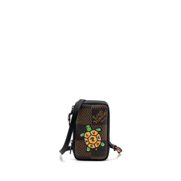 LOUIS VUITTON NIGO DOUBLE PHONE POUCH LIMITED EDITION BLACK HARDWARE
