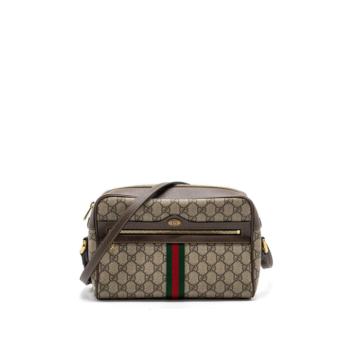 GUCCI OPHIDIA GG SUPREME ZIP CROSSBODY BAG CANVAS / LEATHER GHW