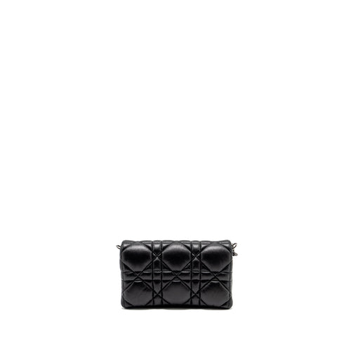 DIOR MINI CARO FLAP BAG CALFSKIN BLACK/ BLACK HARDWARE