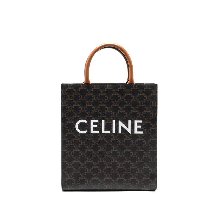 CELINE SMALL CABAS VERTICAL IN TRIOMPHE CANVAS/CALFSKIN TAN GHW