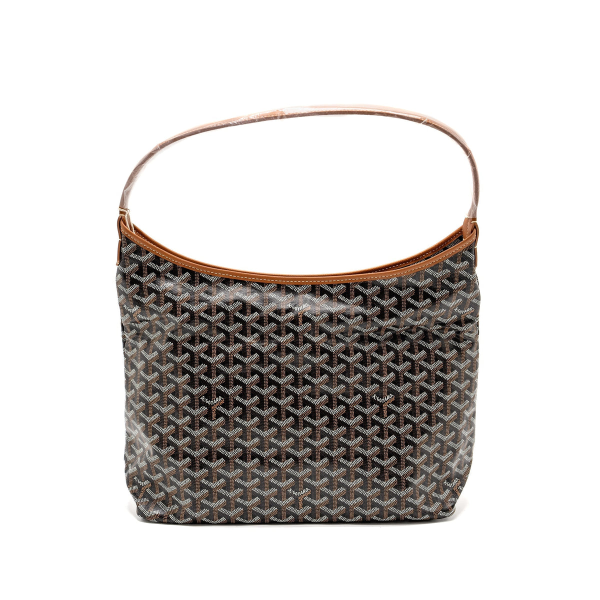 GOYARD BOHEME HOBO BAG GOYARDINE CANVAS/CALFSKIN BROWN SHW