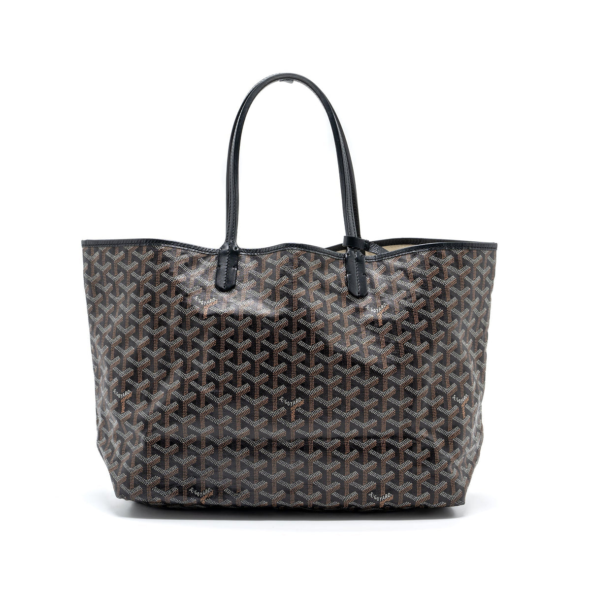 GOYARD SAINT LOUIS PM TOTE BAG GOYARDINE CANVAS BLACK SHW