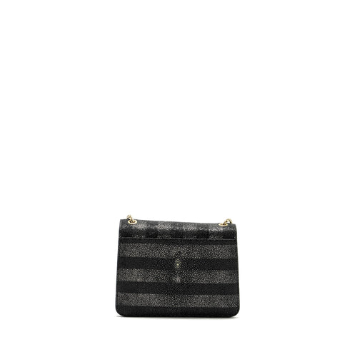 BVLGARI SERPENTI FOREVER BAG GALUCHAT BLACK/ GREY LGHW