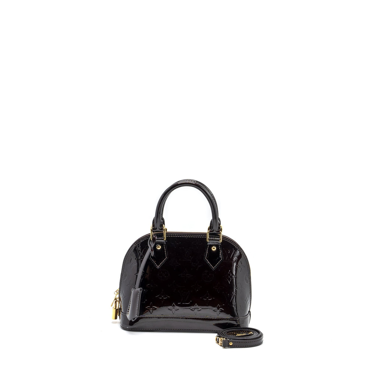 LOUIS VUITTON ALMA BB MONOGRAM PATENT AMARANTE PURPLE GHW