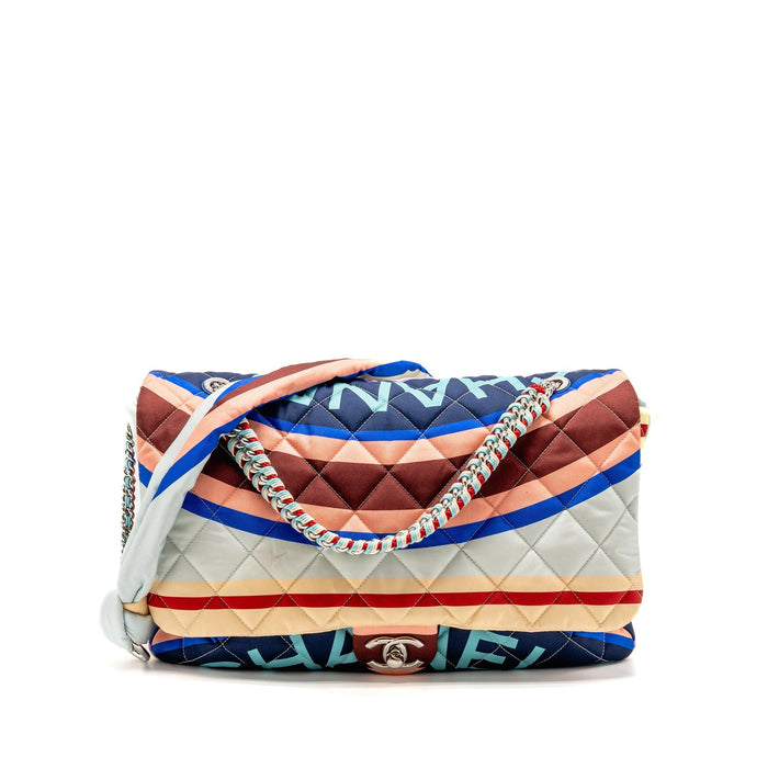 CHANEL LARGE QUILTED SINGLE FLAP BAG FABRIC MULTICOLOUR SHW