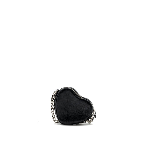 BALENCIAGA LE GAGOLE HEART MINI BAG ARENA LAMBSKIN BLACK RUTHENIUM HARDWARE
