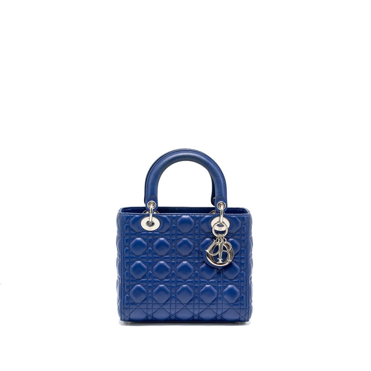 DIOR MEDIUM LADY DIOR LAMBSKIN BLUE SHW