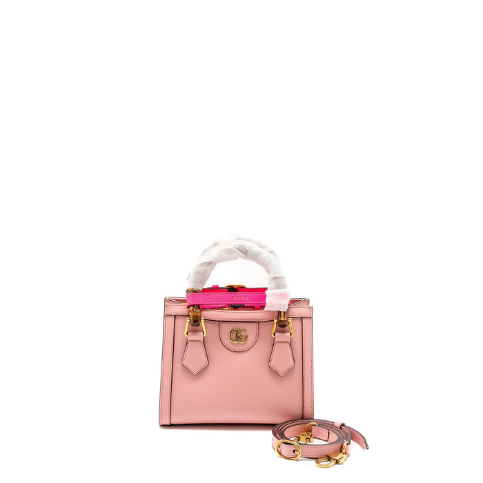 GUCCI MINI DIANA BAMBOO TOTE BAG LEATHER PINK GHW