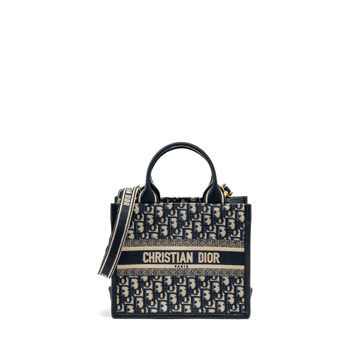 DIOR SMALL BOOK TOTE BLUE OBLIQUE EMBROIDERY/CALFSKIN GHW