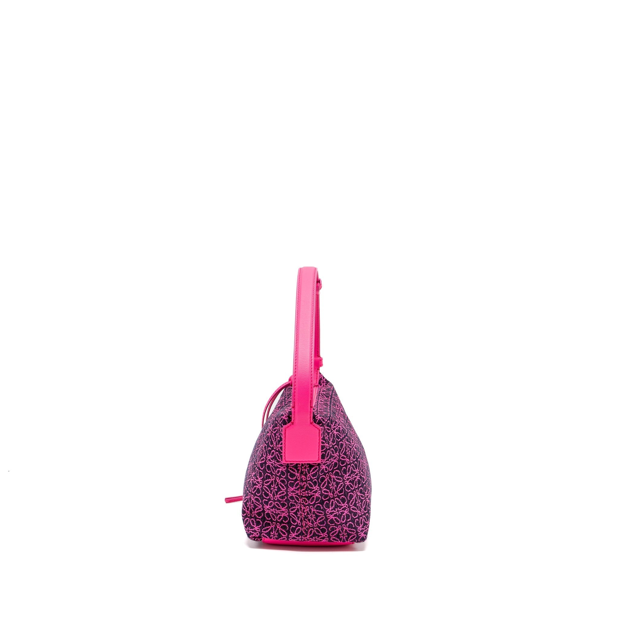 LOEWE SMALL CUBI BAG ANAGRAM JACQUARD/CALFSKIN PINK/ BLACK GHW
