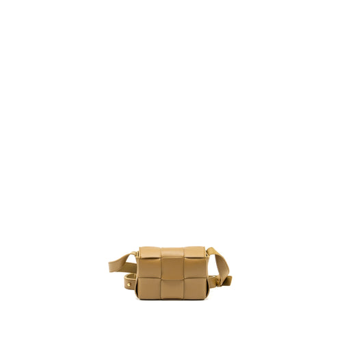 BOTTEGA VENETA MINI CASSETTE CROSSBODY BAG LAMBSKIN BROWN GHW