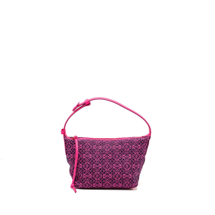 LOEWE SMALL CUBI BAG ANAGRAM JACQUARD/CALFSKIN PINK/ BLACK GHW