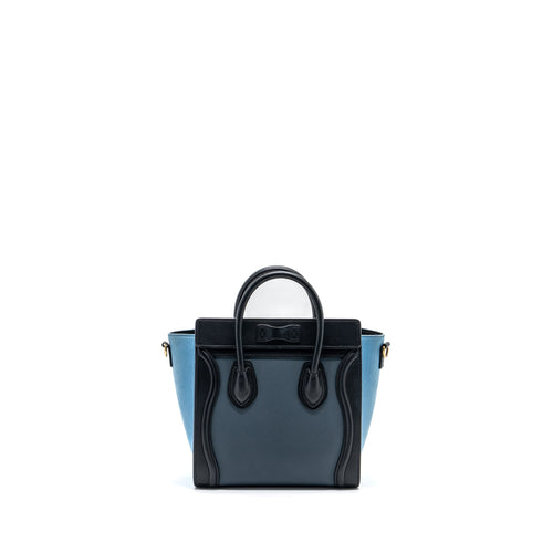 CELINE NANO LUGGAGE BAG MULTI COLOUR BLUE/DARK BLUE/BLACK GHW