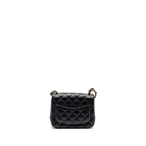 CHANEL MINI SQUARE FLAP BAG LAMBSKIN BLACK GHW