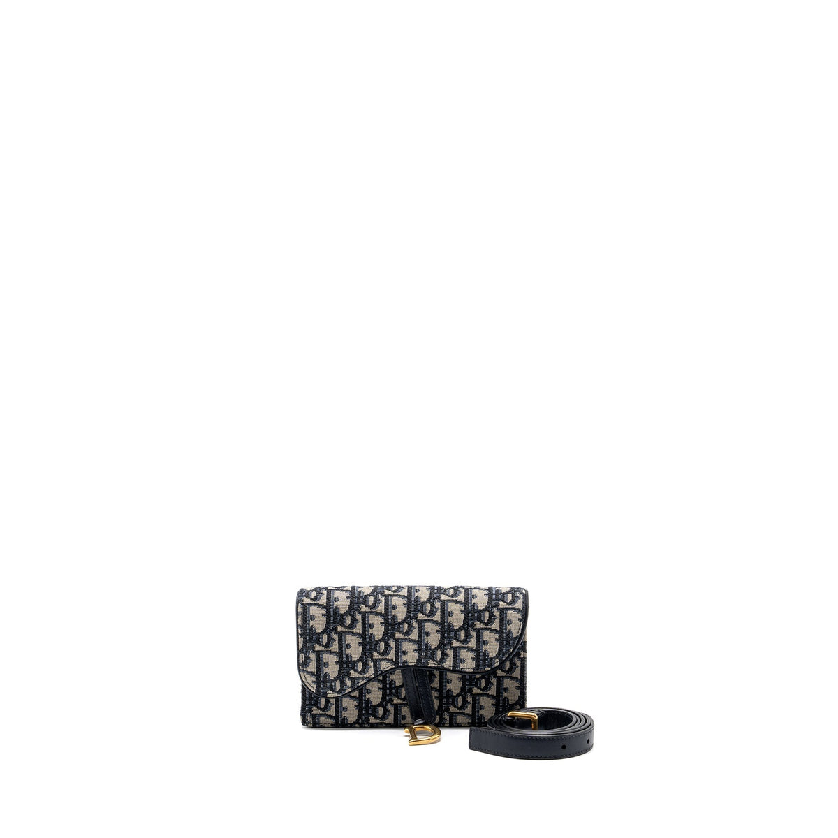 DIOR SADDLE BELT POUCH DIOR OBLIQUE JACQUARD BLUE GHW