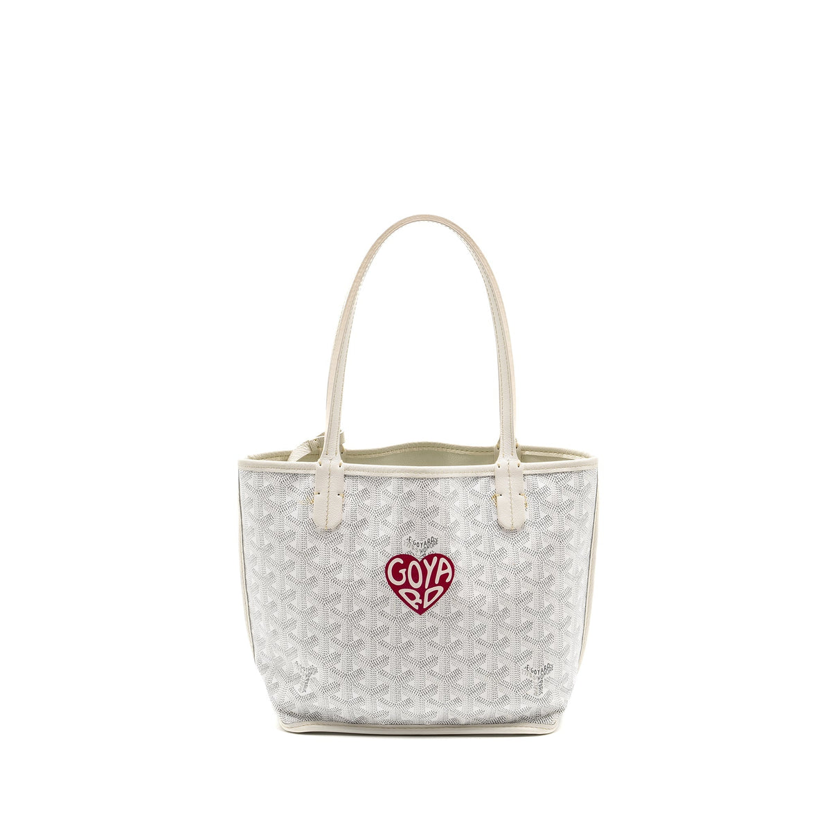 GOYARD MINI ANJOU TOTE BAG HEART GOYARDLINE CANVAS/LEATHER WHITE SHW