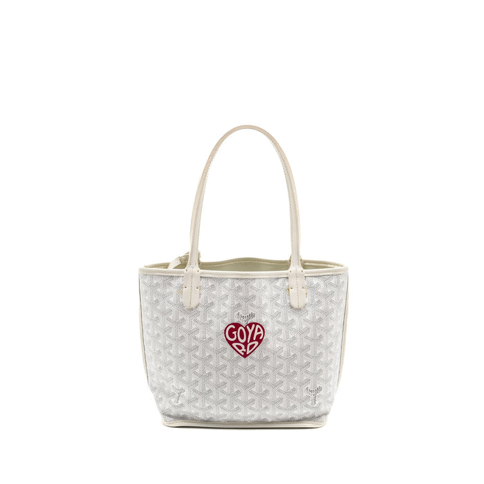 GOYARD MINI ANJOU TOTE BAG HEART GOYARDLINE CANVAS/LEATHER WHITE SHW