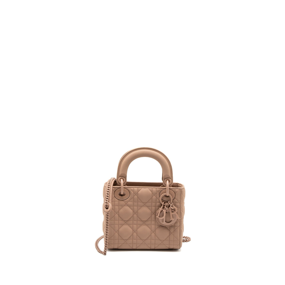 DIOR MINI LADY DIOR ULTRA MATTE CANNAGE CALFSKIN BLUSH WITH BLUSH HARDWARE