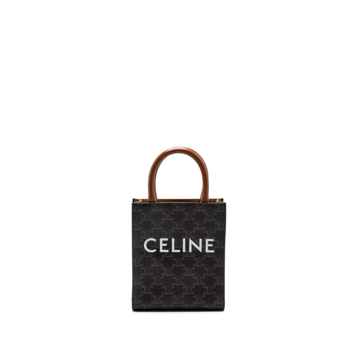 CELINE MINI VERTICAL CABAS TRIOMPHE CANVAS BROWN GHW